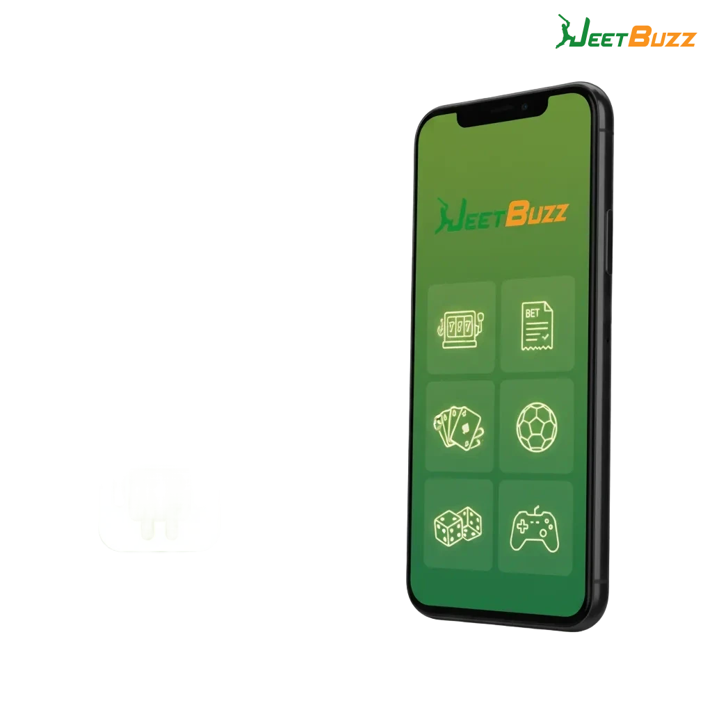 Jeetbuzz Android app showing install steps, live betting odds, casino slots, and local payments for Bangladesh users.