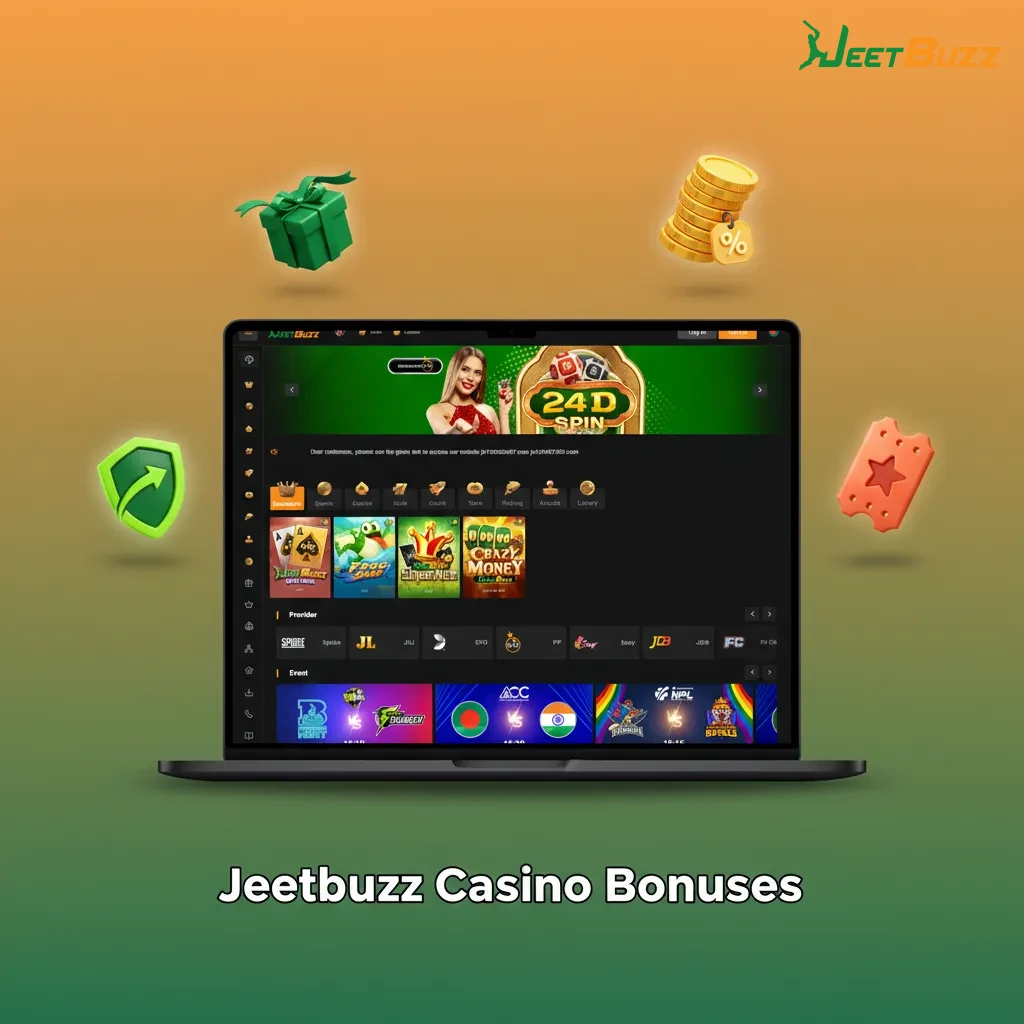 Jeetbuzz Casino bonuses: 7 free spins, 25% live cashback, 50% slots reload, Daily Drops & Wins, 10% table games insurance.
