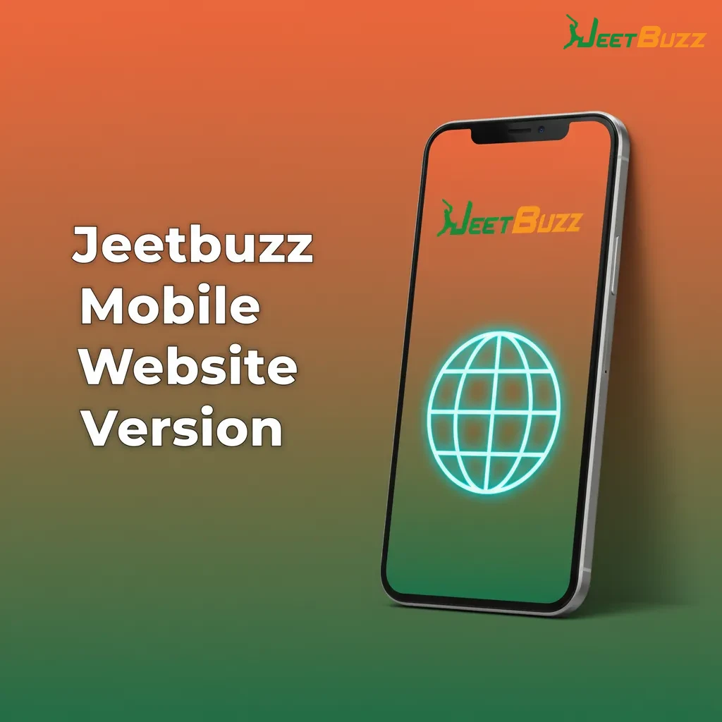 Smartphone showing Jeetbuzz mobile website with sports betting, casino, payments, and support—no download, instant play.