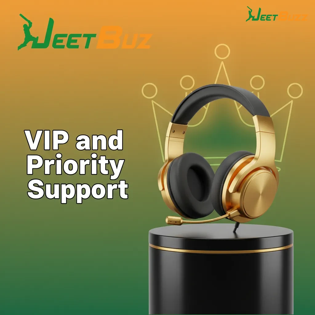 VIP support illustration with headset, VIP badge, chat bubbles, stopwatch and lightning icons for fast, priority service.