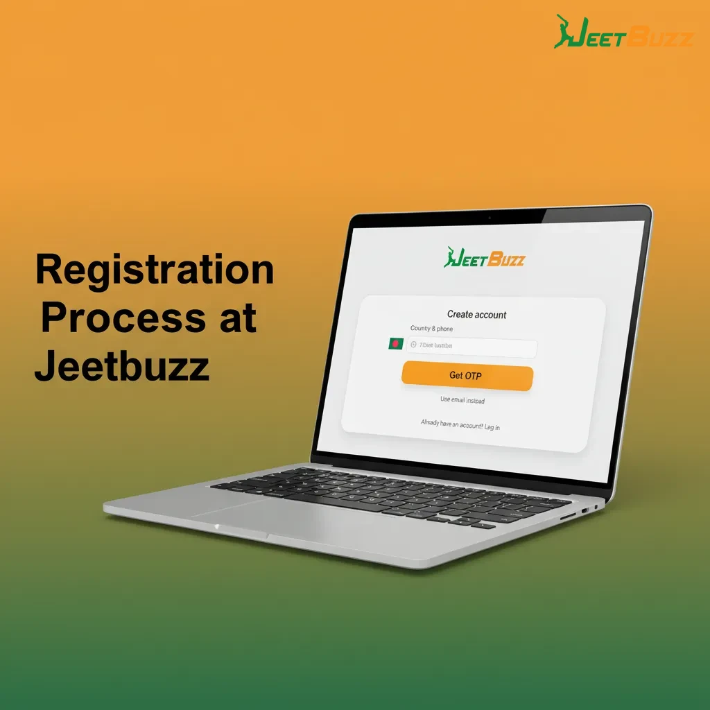 Jeetbuzz signup flowchart: pick phone/email/social, enter BDT, password, verify code, deposit via bKash, Nagad, or Rocket.